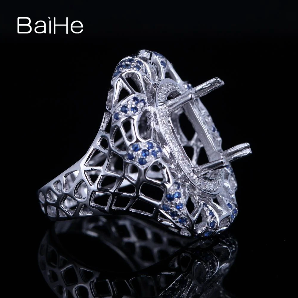BAIHE Solid 14K White Gold Oval cut Anniversary Women Cute/Romantic Fine Jewelry Elegant unique Semi Mount Ring | Украшения и