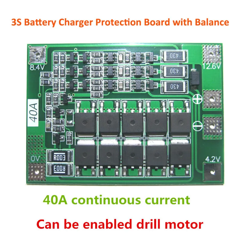 3S 25A 3S 40A BMS 18650 литий-ионный аккумулятор балансир PCM Lipo литиевая зарядка Защитная печатная плата PCB с балансом DIY