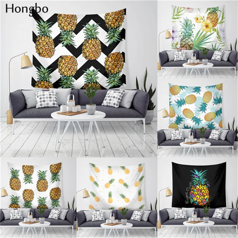 

Hongbo Waves Pineapple Fruit Tapestry Polyester Curtains Plus Long Table Cover Wall Hanging Tapestry Decor