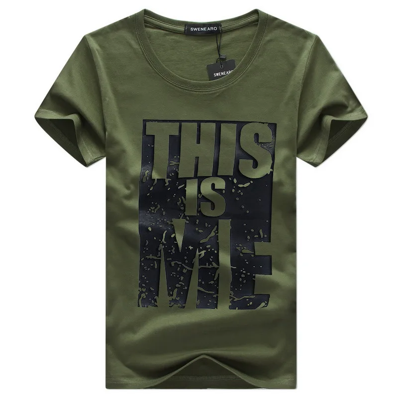green Летняя футболка с буквенным принтом Camiseta, Мужская футболка с круглым вырезом, одежда для фитнеса, мягкая дышащая повседневная мужская футболка для мужчин, размер 5XL - Цвет: green