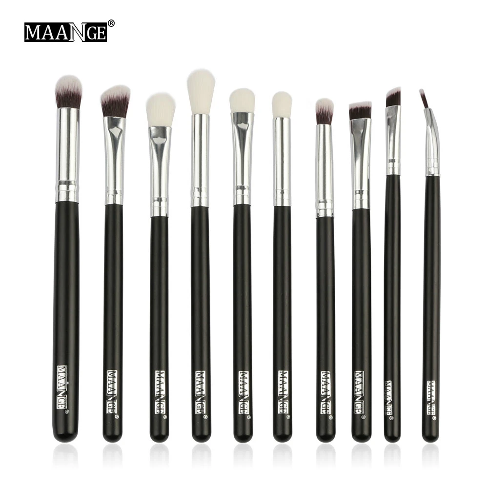 10pcs MAANGE Pro 6/8/10 шт./партия кисти для макияжа мягкие синтетические волосы деревянная ручка основа Пудра Тени для век Красота Макияж инструменты Новинка - Handle Color: 10pcs