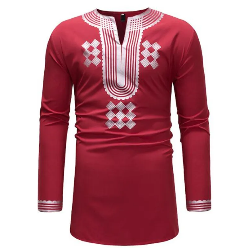 Африканские рубашки dashiki Мужская традиционная хлопковая футболка с длинным
