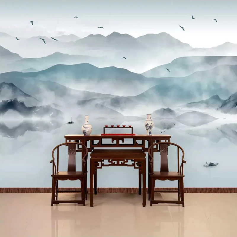 Настенные 3D фрески на заказ абстрактные чернила в китайском стиле