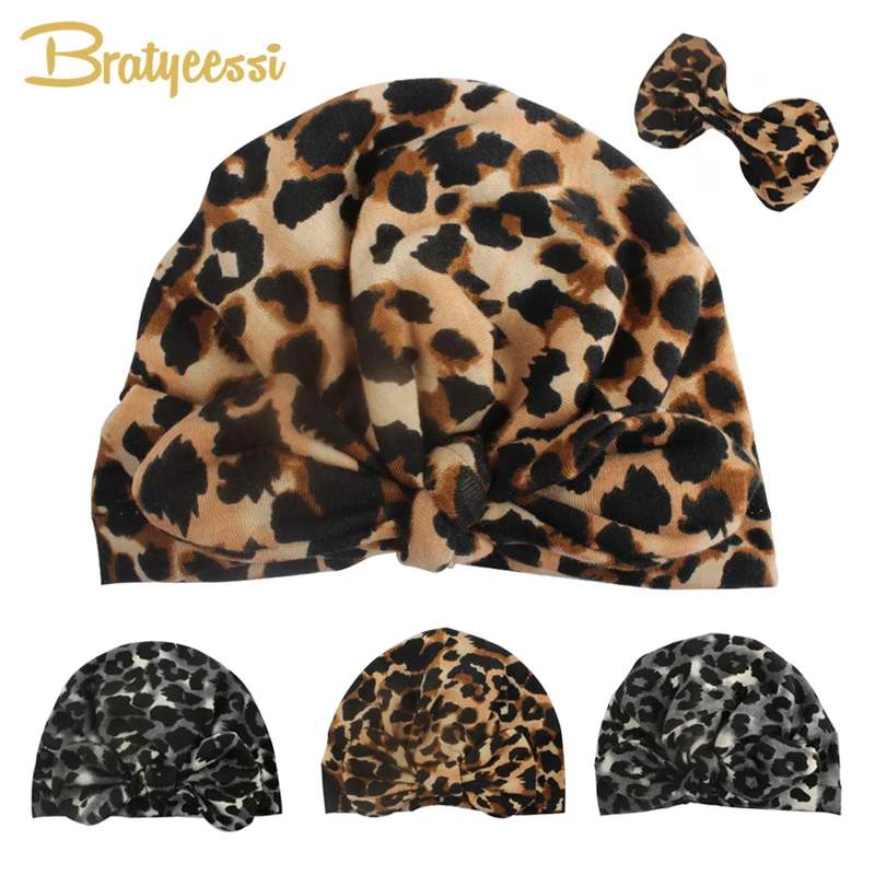 

New Leopard Baby Hat for Girls Elastic Knots Baby Turban Hat Toddler Photography Props Newborn Beanie Cap Baby Boy Accessories