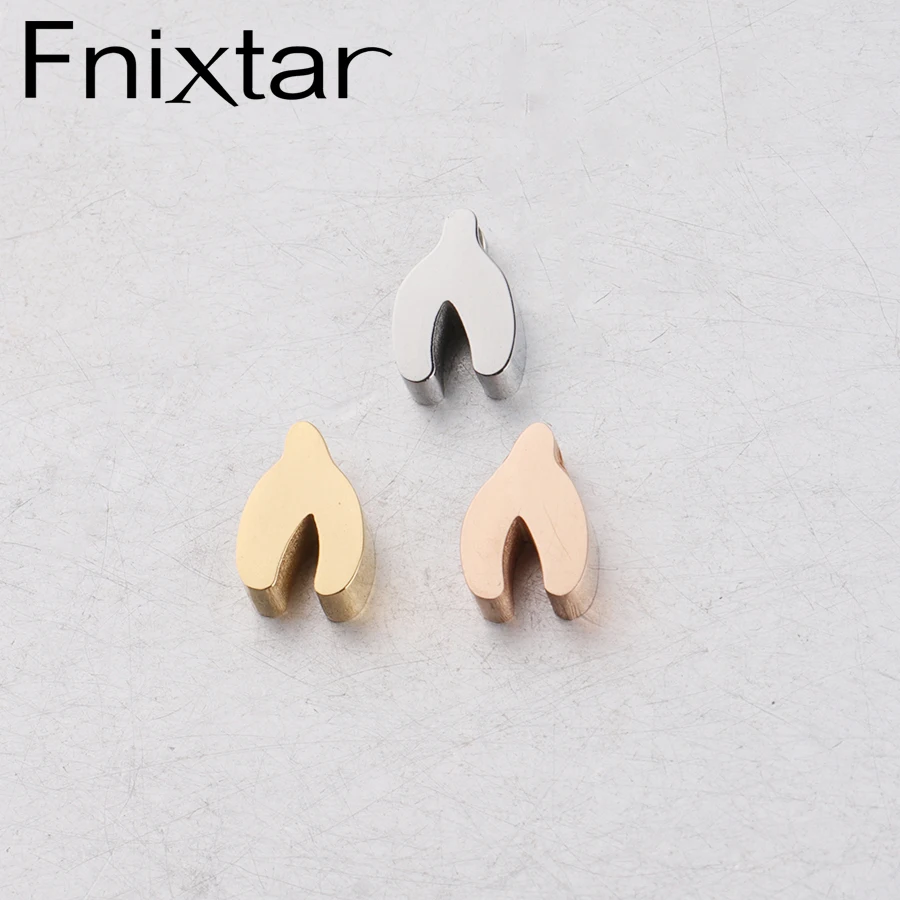 Fnixtar зеркальная полированная нержавеющая сталь Lucky Wish Bone Charms бусы DIY Изготовление