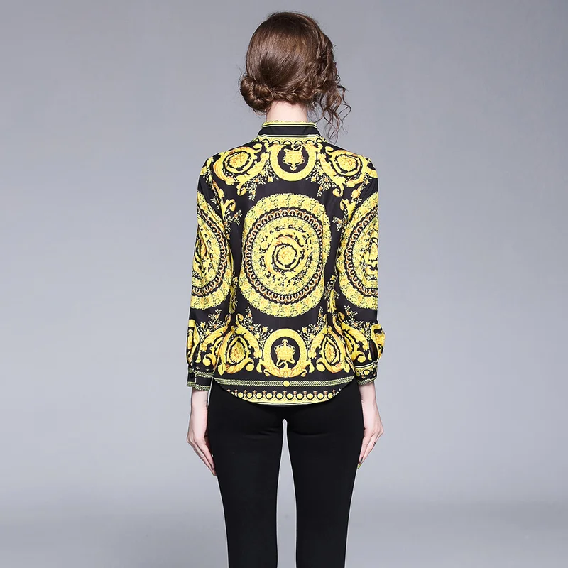 Винтаж элегантная рубашка 2018 модные дизайнерские взлетно посадочной полосы