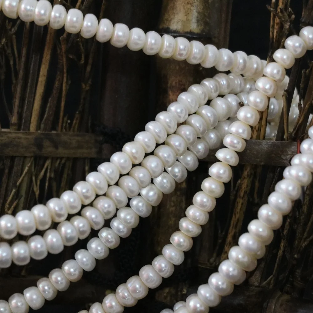 

Fashion natural cultured freshwater white abacus rondelle pearl loose beads 7-8mm high grade diy jewelry making 15inch B1348