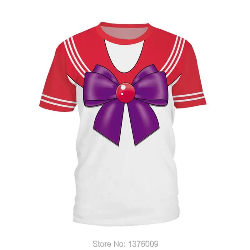Женская футболка с 3D принтом летняя бантом в японском стиле Sailor Moon Femme | одежда