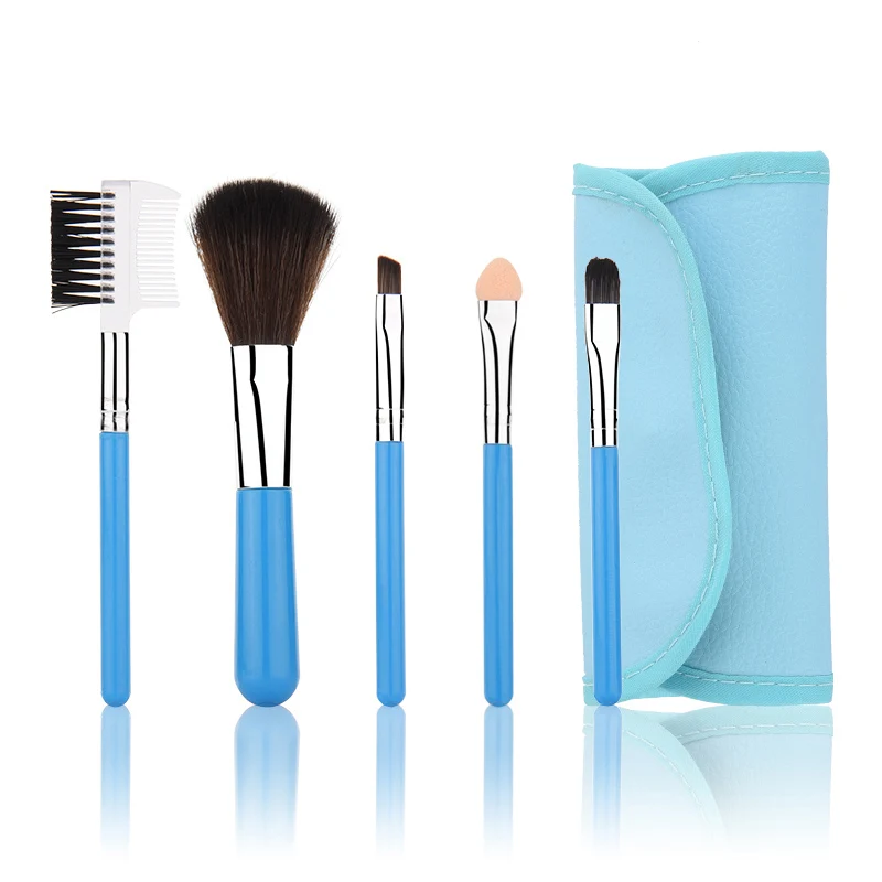blue with bag Fulljion 5 шт./компл. миниатюрные кисти для макияжа Тени для век бровей основа для лица Косметика Инструменты Подарочный набор для кисточка для макияжа Maquiagem - Handle Color: blue with bag