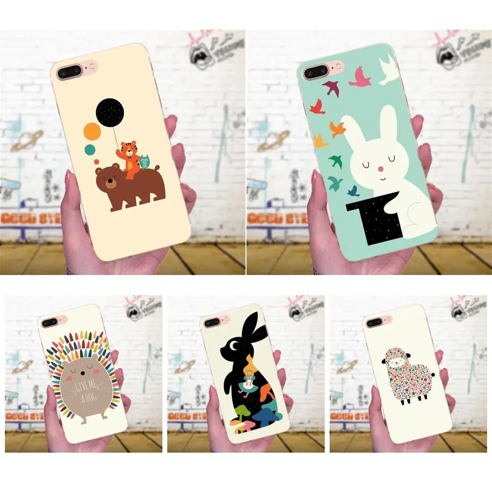 Милый Ежик слон лиса кролик для Huawei Honor 4C 5A 5C 5X 6 6C 6A 6X 7 7X 8 9 V8 V10 Y3II Y5II Y6II G8 P7 Play