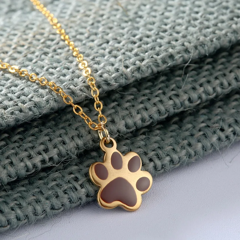 YYW Stainless Steel Necklaces Women Men Dog Footprint Pendant Necklace Link Chain Statement Jewelry | Украшения и аксессуары