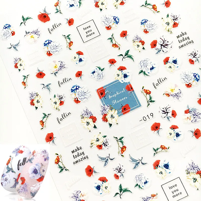Новейшие 3d наклейки для дизайна ногтей SOLONAIL hanyi-19 flower-19 Stamp шаблон Переводные картинки инструмент DIY Инструменты для украшения ногтей