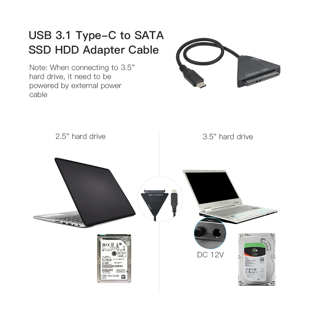 Переходник с USB 3 1 типа C на внешний жесткий диск 2 5 дюйма SATA III HDD SSD Кабель адаптер