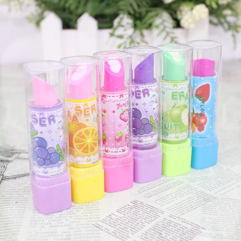 Милый кавайный фруктовый резиновый креативный карандаш для помады ластик детей