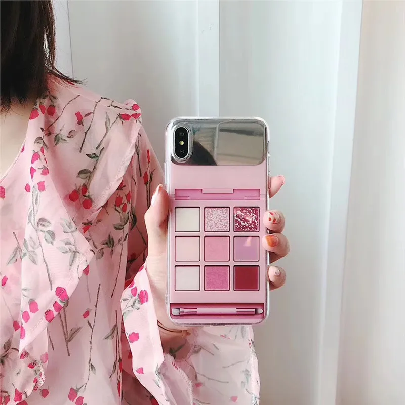 phone bag case Зеркальный чехол для макияжа с тенями для глаз из ТПУ+ поликарбоната, чехол для iphone 7, 8 plus, 6 plus, xs max, xr, x, чехол, роскошный блестящий чехол для телефона - Цвет: phone bag case