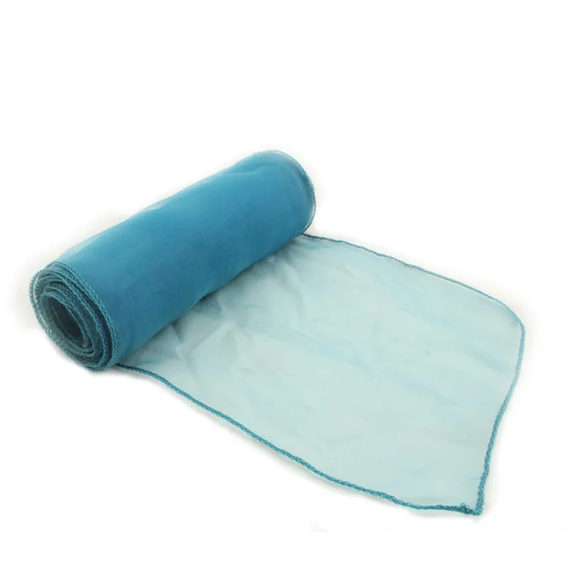 Teal Blue 100 шт./лот, 18x275 см, свадебное покрывало на стул из органзы, с поясом, с бантом, вечерние, банкетные, 32 цвета, домашний текстиль - Цвет: Teal Blue