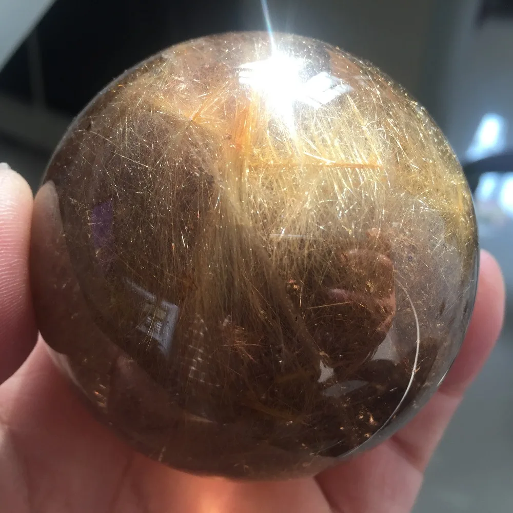 2019 Home Decor Stone Healing Crystal Balls 65mm Natural Rutilated Quartz Sphere Decorative Ornaments | Дом и сад