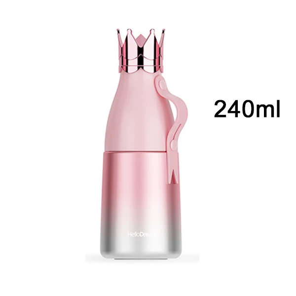 Rose pink 240ml Корона термос бутылка для воды Нержавеющая сталь термос изолированные принцессы для Термосы Термос Новая мода - Цвет: Rose pink 240ml