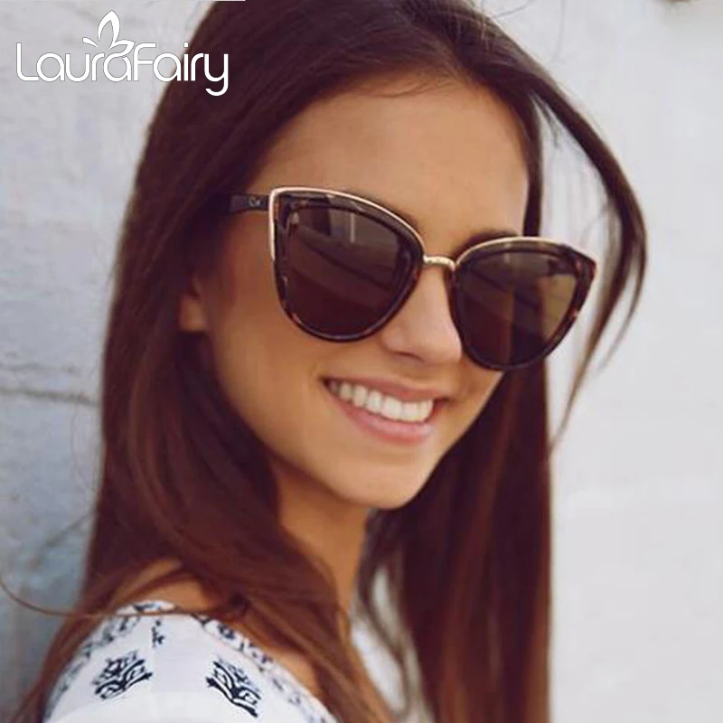 

Laura Fairy Fashion Women Cateye Sunglasses Material Patchwork Frame Gradient Lens UV400 Sun Glasses occhiali da sole donna 2018