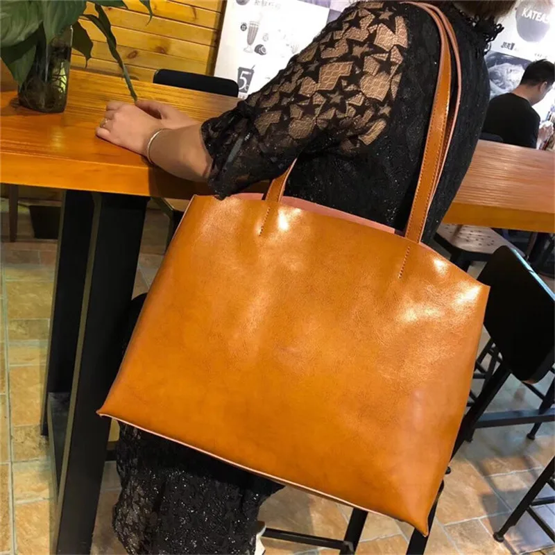 Кошелек cuero bolso de las mujeres grandes de la alta calidad Bolsos femeninos ocasionales tronco Tote grandes Bolsos Leat