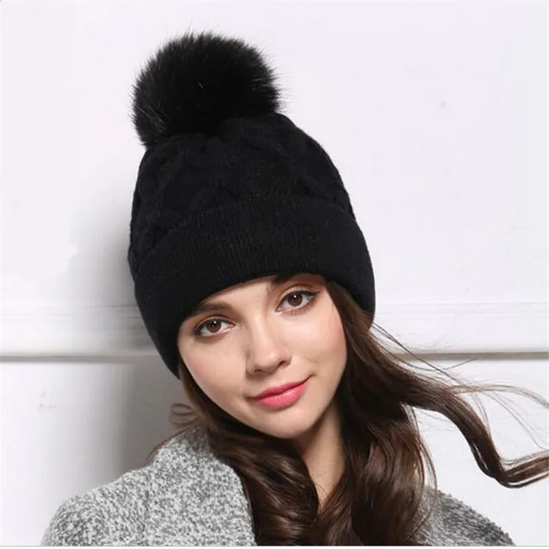 Осенью Gorro Для женщин шапочки с пом зимние Шапки для девочек капот женские