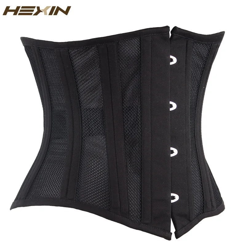 HEXIN 24 стальной корсет с косточками короткие дышащие сетки Талии Тренажер Cincher Underbust готические корсеты и бюстье Плюс Размер 6XL