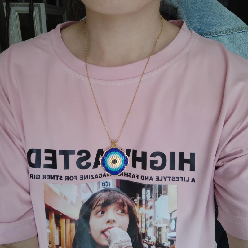 Женское колье чокер с подвеской FAIRYWOO Miyuki в виде турецкого сглаза ручной