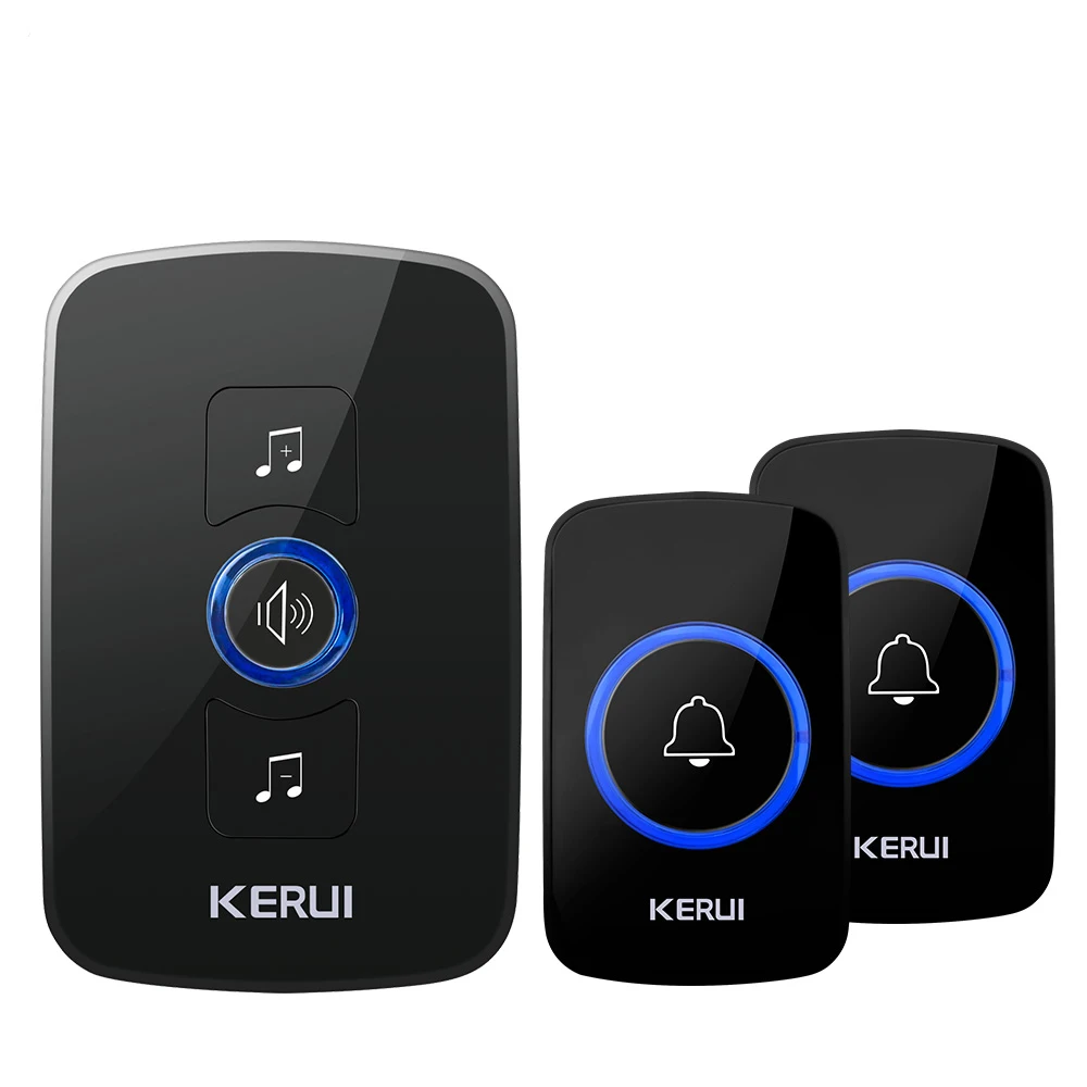 Doorbell kit3-black KERUI, высокое качество, Домашняя безопасность, беспроводной, добро пожаловать, Аварийная сигнализация, дверной звонок, 433 МГц, входная дверь, оповещение, водонепроницаемая кнопка, дверной звонок - Цвет: Doorbell kit3-black
