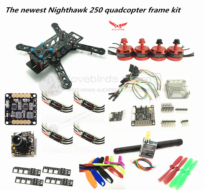 DIY FPV мини Дрон RED HAWK Nighthawk 250 рамка Комплект DX2205 KV2300 + BL20A ESC 2 4S OPTO SP гоночный F3 с OSD 700TVL
