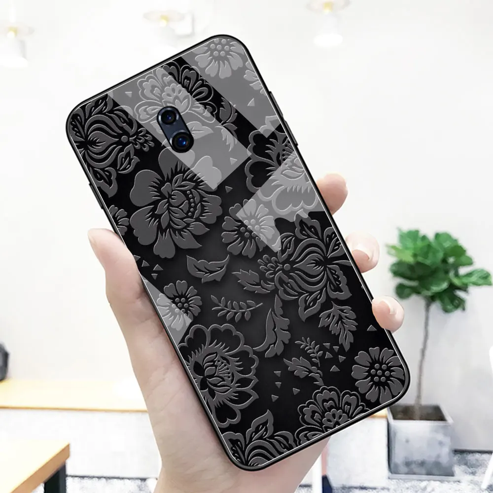 Розовый цветочный чехол для oppo r9 s стеклянная задняя крышка romatic R9 R9S R11 R11S Plus R17 R15 F9