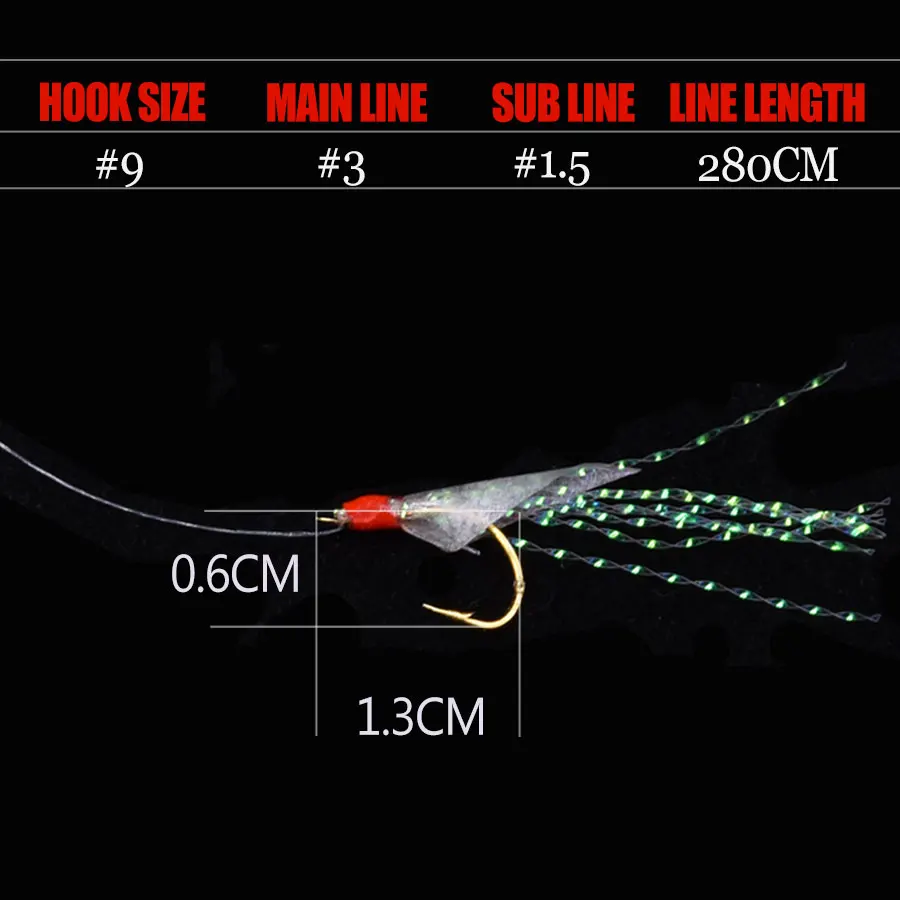 JYJ 1 bag hook size 9 leurre sabiki rigs for Mackerel Feathers real fish skin sea water fishing string | Спорт и развлечения