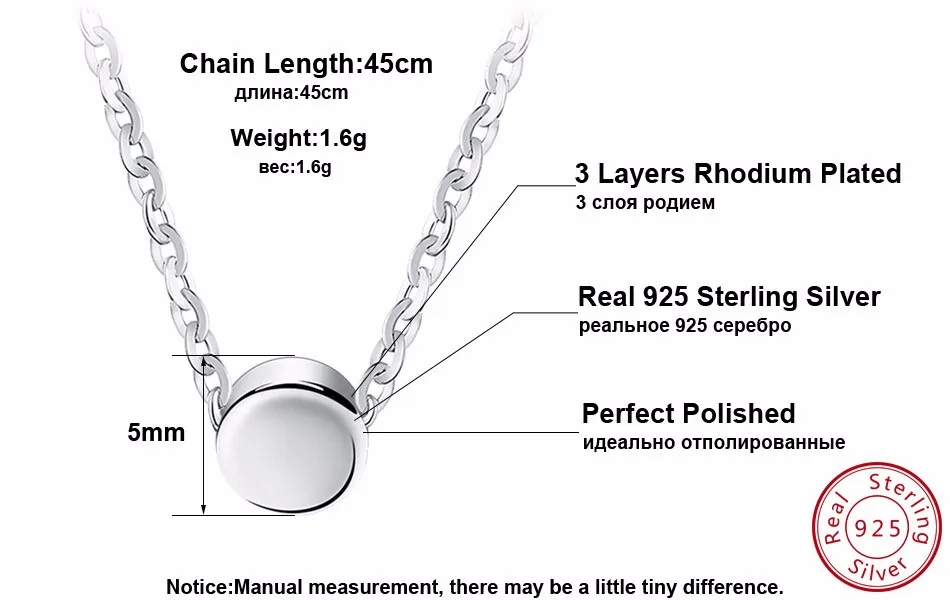 ORSA JEWELS модное 925 пробы серебряное круглое ожерелье с подвеской s 44 см для женщин Настоящее серебряное ожерелье ювелирный подарок SN04