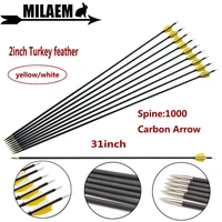 612pcs 31inch archery mix carbon arrow spine1000 id4 2mm od6 0mm 2inch turkey feathers compound recurve shooting accessories
