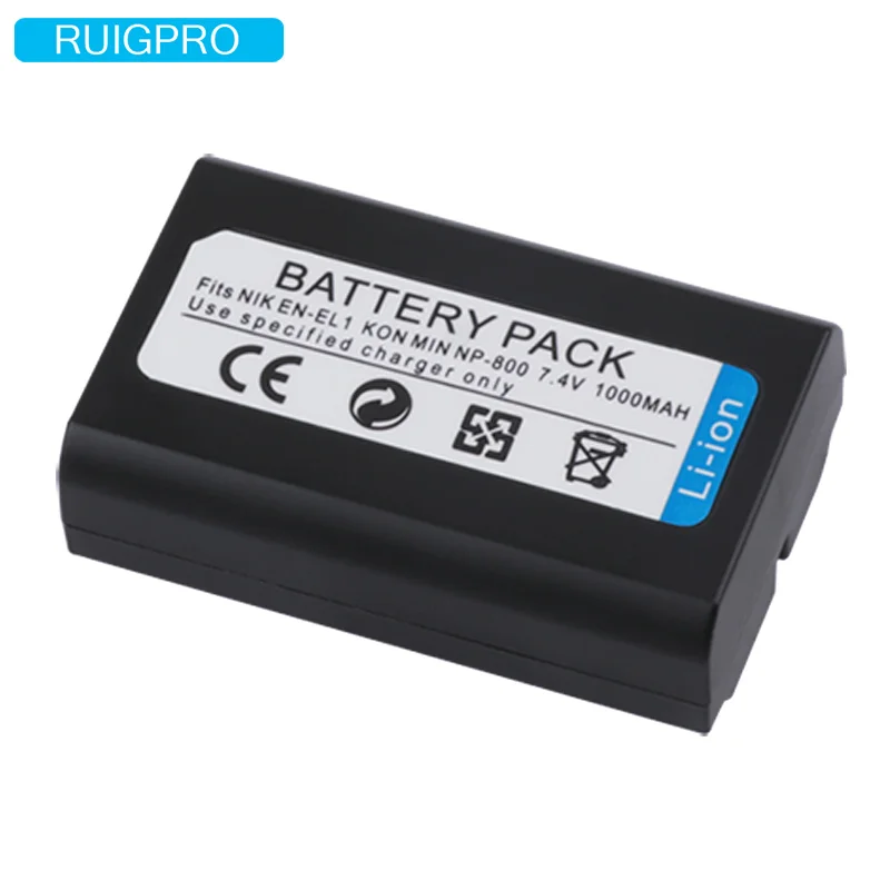 A BATTERY Ruigpro EN-EL1 ENEL1 батарея+ цифровые настенные Зарядное устройство для Nikon Coolpix 500 775 880 885 990 995 4300 4500 4800 5000 5400 5700 8700 - Цвет: A BATTERY