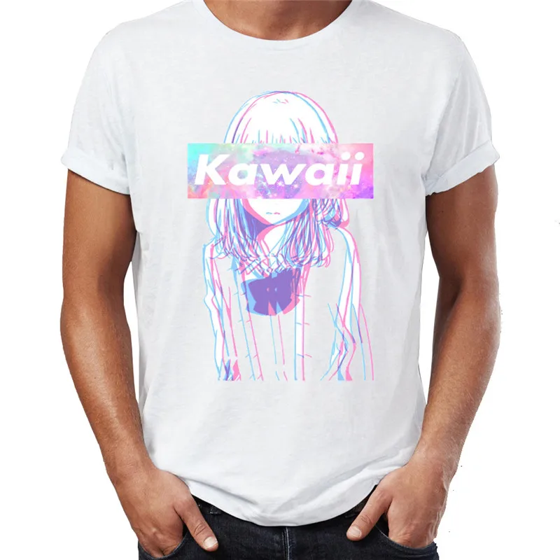 New Arrivals Fashion T shirt Men Manga Anime Waifu Kawaii Senpai Weeb Funny Printed Tee high quality men's o-neck tops | Мужская