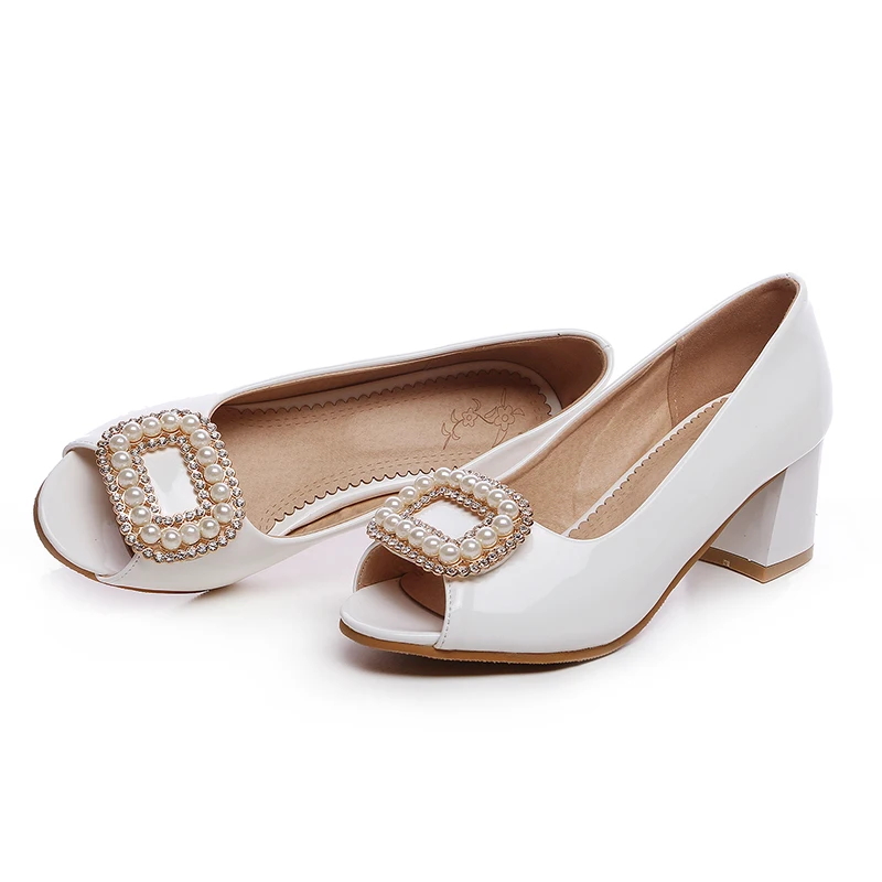 Весенне-Осенняя обувь Женские туфли-лодочки Модные туфли со стразами на среднем