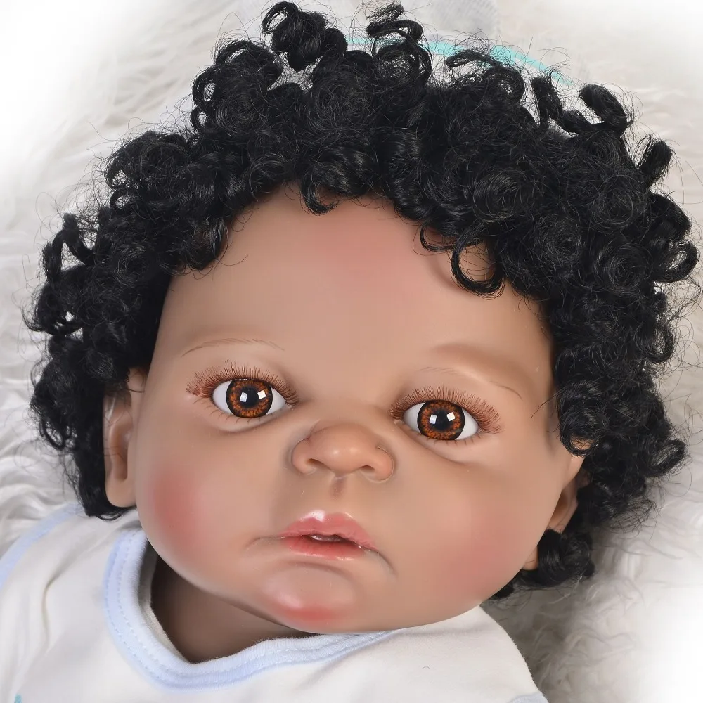 Кукла реборн 23 дюйма полностью силиконовая черная кукла младенец реальный