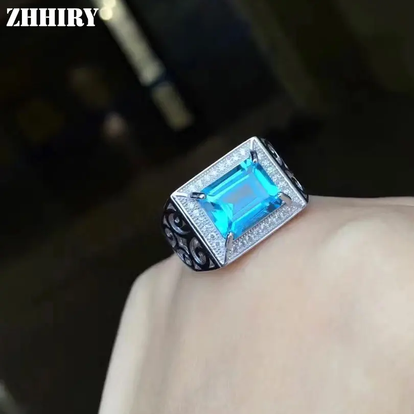 ZHHIRY мужские кольца из драгоценных камней подлинный Натуральный топаз женское