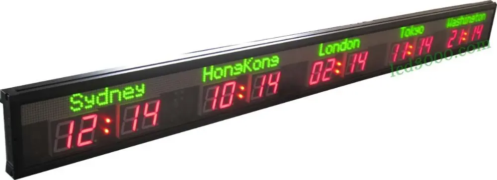 Светодиодные настенные часы/Часы с часовым поясом для отелей/Часы 5 городскими и