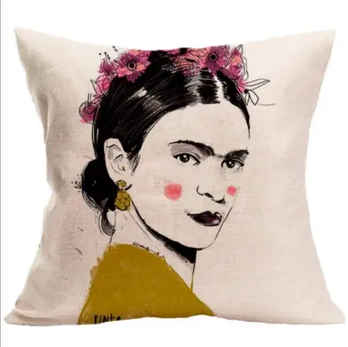 Мексиканский живописец Frida Caro женщина портрет печати льняная декоративная
