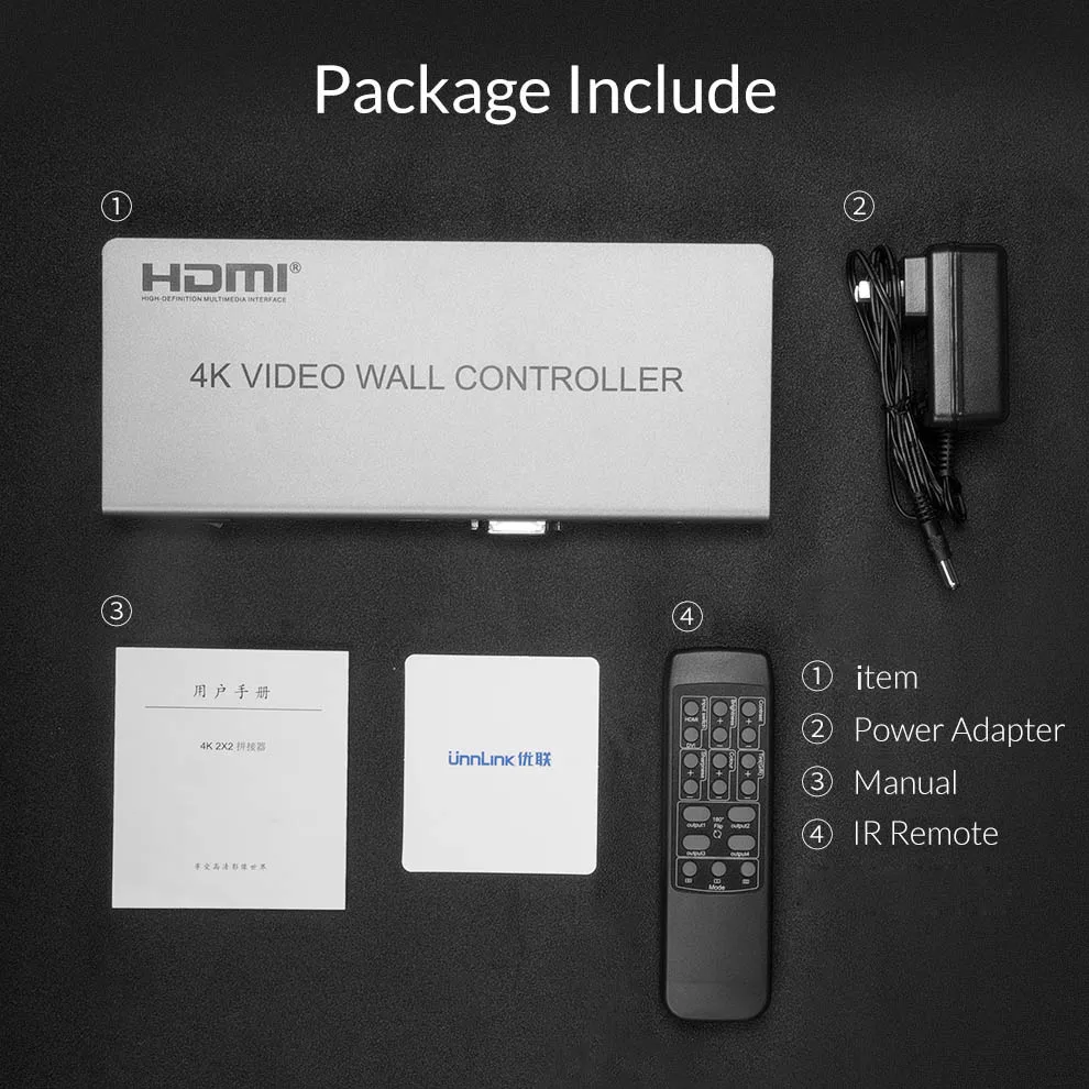 Настенный видеоконтроллер Unnlink HDMI совместимый/DVI совместимый выход 4x4