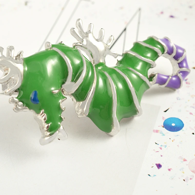Женская/Мужская брошь в виде морского конька с зеленой эмалью|brooch animal|brooches horseanimal
