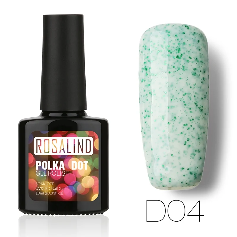 ROSALIND гель 1S P+ черная бутылка 10 мл Конфеты Bling D01-24 Гель-лак для ногтей Дизайн ногтей УФ светодиодный блеск замочить-Off долговечный Гель-лак - Цвет: D04