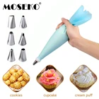 MOSEKO, 1 набор, силиконовые кухонные принадлежности, кондитерский мешок для обледенения, крема + 6 насадок из нержавеющей стали, набор насадки для украшения тортов сделай сам