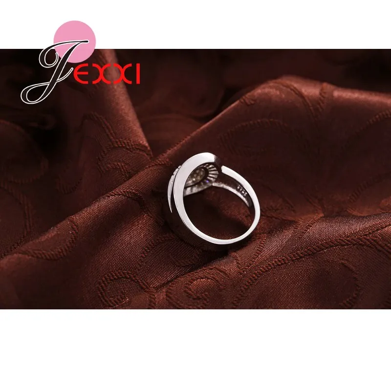 

White Full Clear Crystal Wedding Engagement Rings For Women 925 Sterling Silver Rhinestone Finger Ring Fine Jewelry