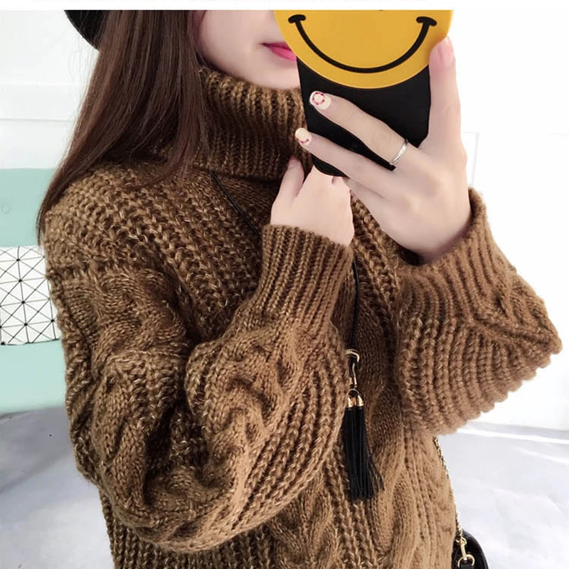 Свитер с высоким воротом Женский пуловер новинка 2018 осенняя и зимняя одежда