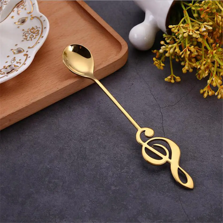 Gold MICCK креативная кофейная ложка из нержавеющей стали, бариста, инструменты для украшения кухни, капучино, латте, кофейная ложка для перемешивания - Цвет: Gold