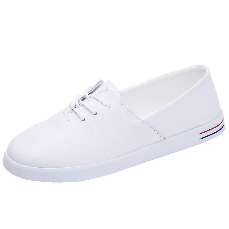 695 White Весенние женские кроссовки; обувь из натуральной кожи на плоской подошве; женские теннисные туфли; feminino Mujer; женские туфли на плоской подошве; chaussure femme; 695 - Цвет: 695 White