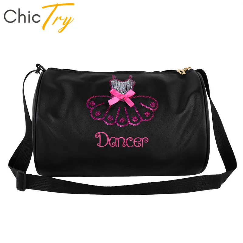 

ChicTry Kids Girls Adorable Ballet Dance Bag Sequins Embroidery Duffle Hand Bag Children School Gym Sports Ballet Shoulder Bag