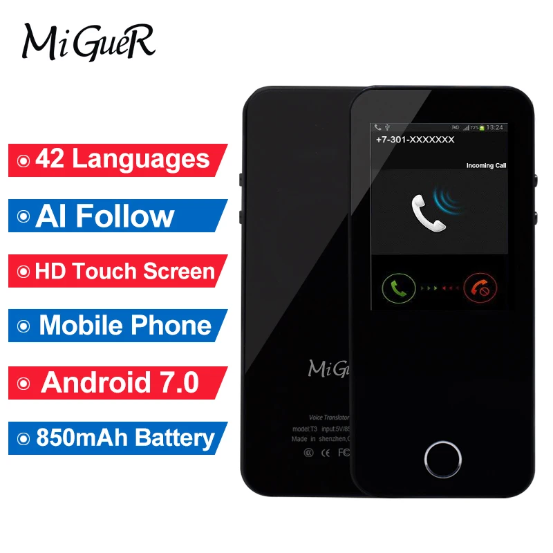 MiGueR T3 переводчик мобильный телефон Android 7 0 MTK6580 четырехъядерный 2 4 ''TP 512 МБ ОЗУ
